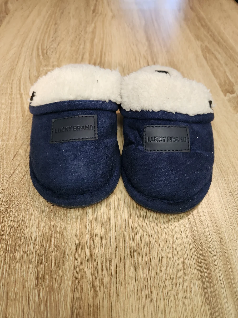 Lucky Brand Navy Faux-Suede Shearling Slippers
